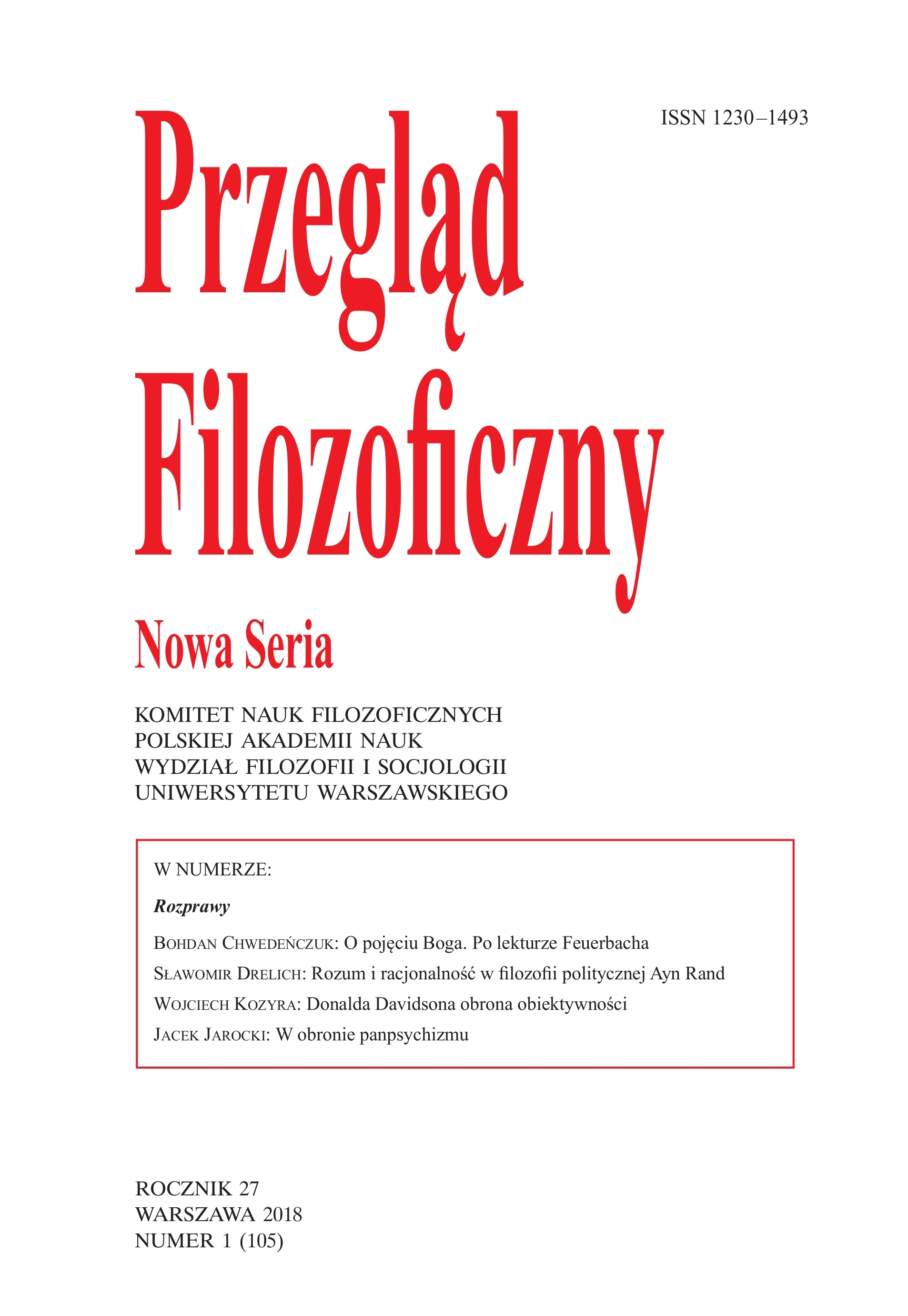 Przeglad Filozoficzny numer 1 rok 2018